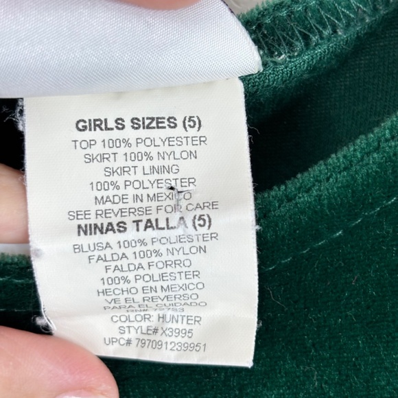 VTG 90s Rose Cottage Christmas Dress 5T Green Velvet Lace Short Sleeve Frilly - Picture 5 of 8